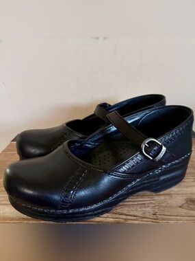 Black Dansko Mary Janes Comfort Clogs with Buckle